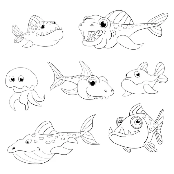 Ensemble de prédateurs de poissons — Image vectorielle