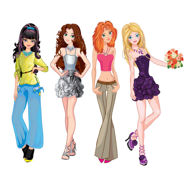 Девушки в модной одежде
