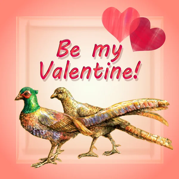 Valentine card with Pheasants — Stock Vector