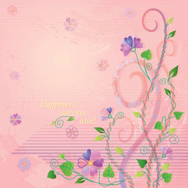 Blauwe bloemen op een roze achtergrond — Stockvector