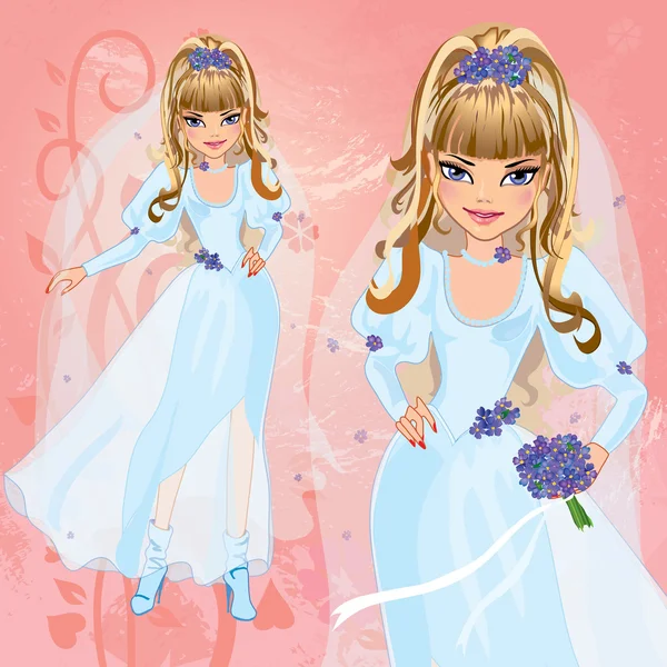 Мультфильм невеста в платье — стоковый вектор