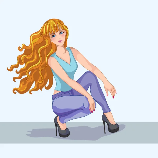 Sexy cartoon fashion girl — Stock Vector