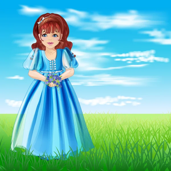 Lilla tjej prinsessan — Stock vektor