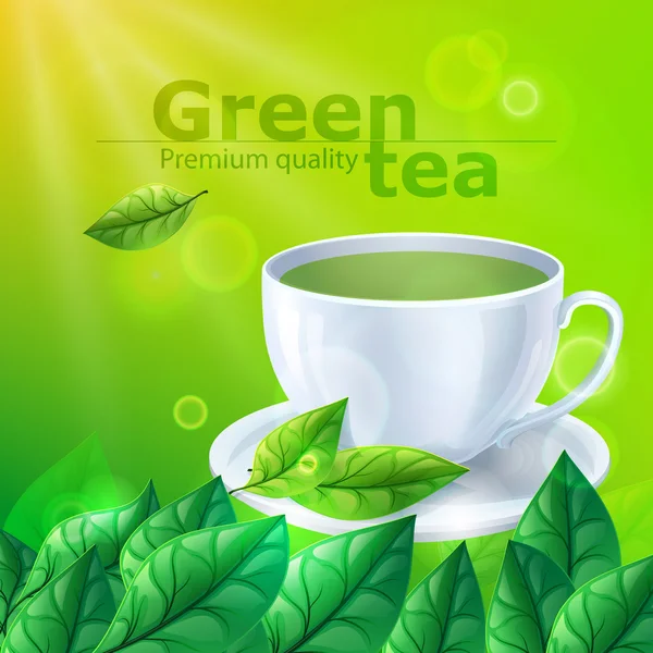 Warme kop van groene thee — Stockvector