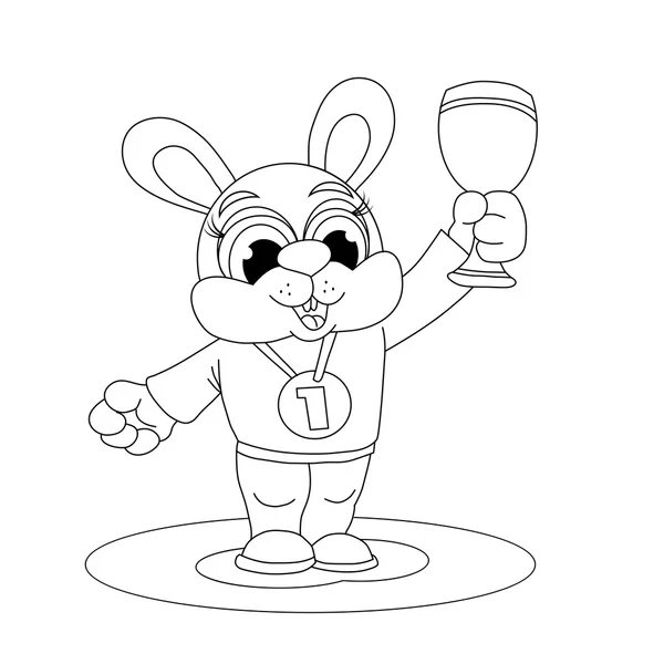 Campeón de conejo de dibujos animados — Vector de stock