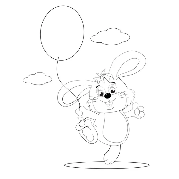 Lapin de bande dessinée avec ballon — Image vectorielle