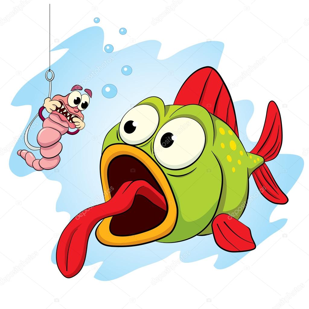 Worm and fish — Stock Vector © vitasunny 64610961