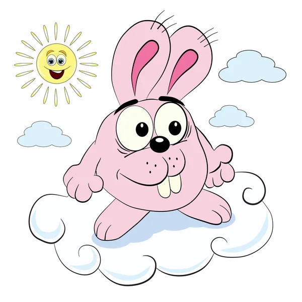 Cartoon rabbit on cloud — Stock Vector