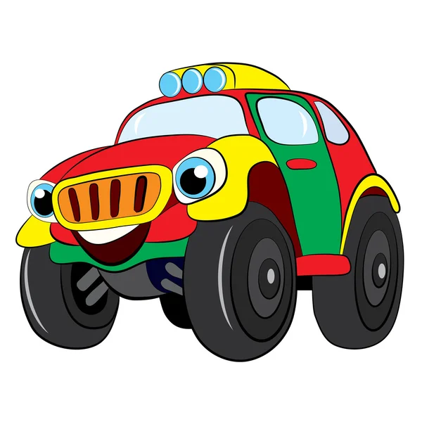 Cartoon of merry car jeep. — Stock Vector