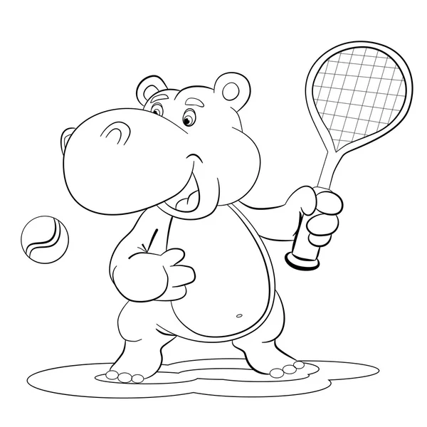 Nijlpaard tennissen — Stockvector