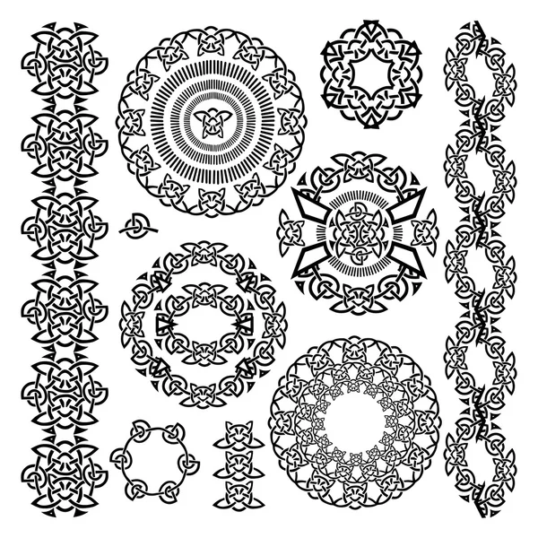 Conjunto de ornamentos y bordes celtas — Vector de stock