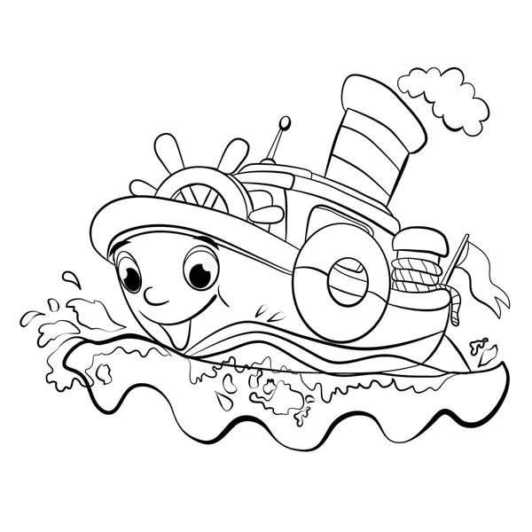 Dibujos animados de barco alegre — Vector de stock
