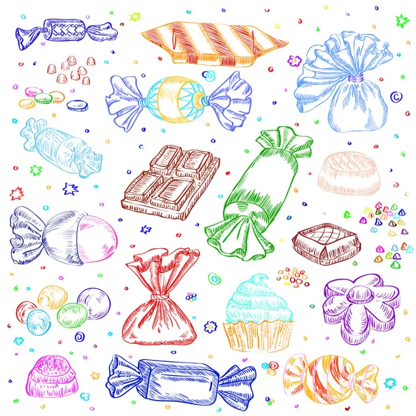 Conjunto de diferentes dulces — Vector de stock