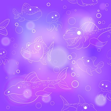 Desen yırtıcı balık ve ışımalar parlak