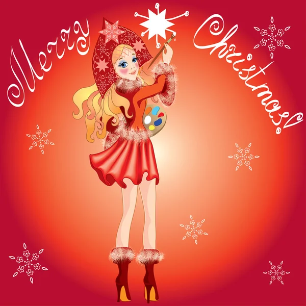 Petite fille de Noël — Image vectorielle