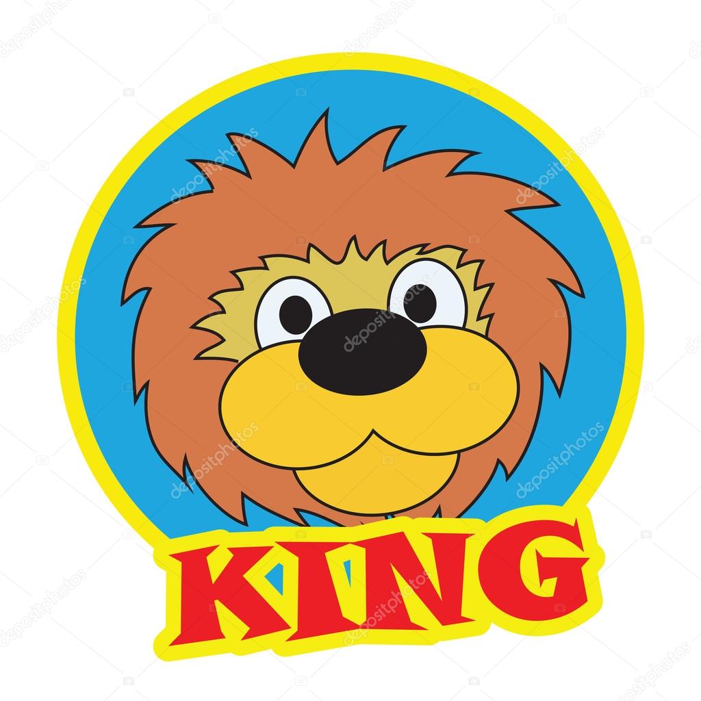 Cartoon logotype is a lion - king of beasts.