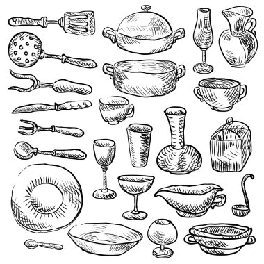 Çizimler doodle tarzı dizi