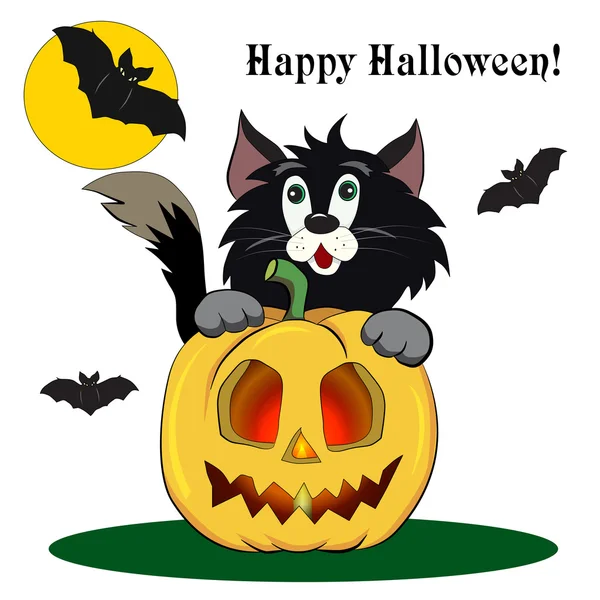 Halloween Kreslená kočka — Stockový vektor