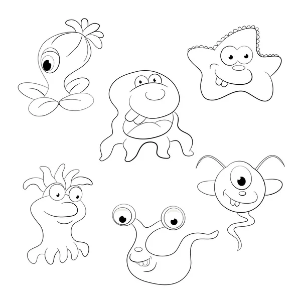 Dibujos animados divertidos monstruos — Vector de stock