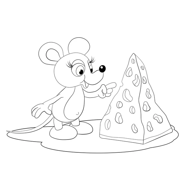 Ratón de dibujos animados con queso — Archivo Imágenes Vectoriales