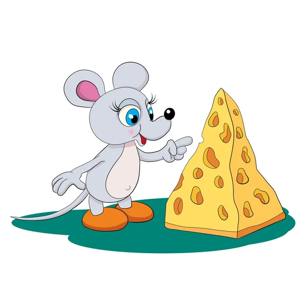 Cartoon mouse  with   cheese — Stock Vector