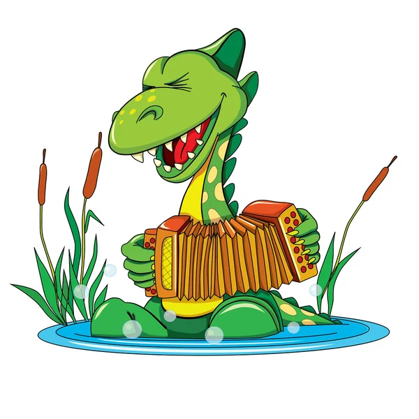 Dinosaur spelen accordeon — Stockvector