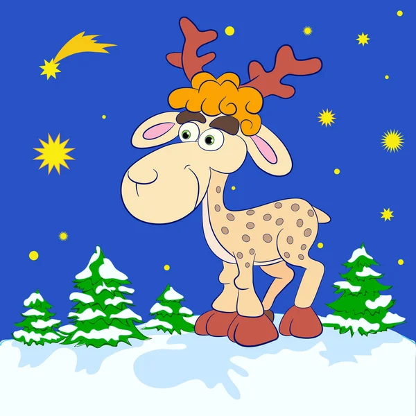 Dessin animé rennes de Noël — Image vectorielle