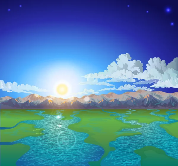 Paysage lac de montagne — Image vectorielle