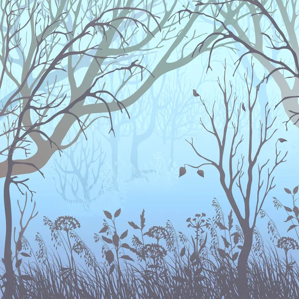 秋の霧の風景 — ストックベクタ