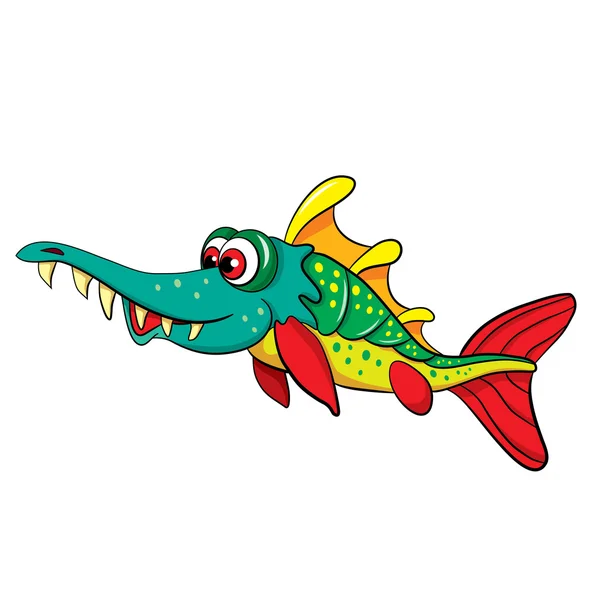 Peces de dibujos animados de colores — Vector de stock