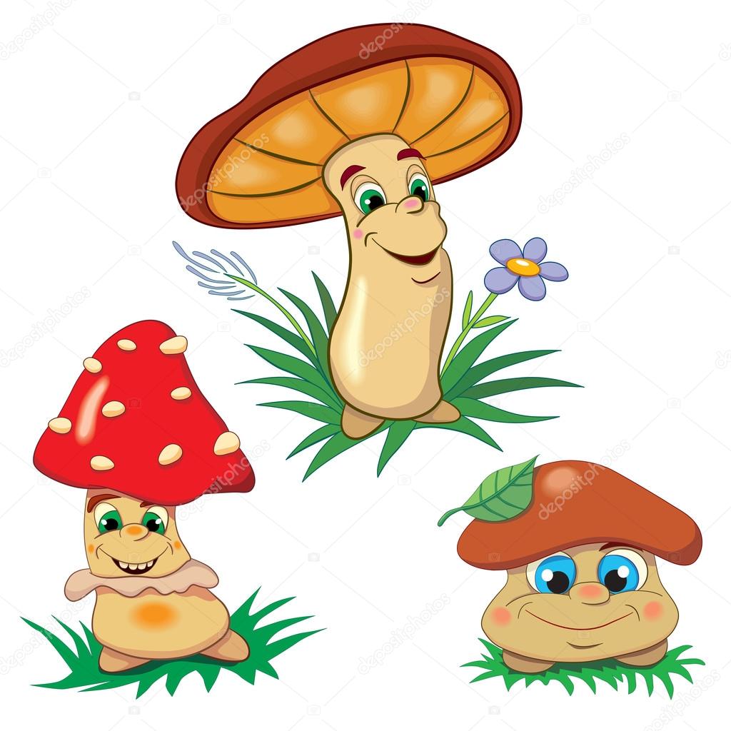 Cartoon cute mushrooms