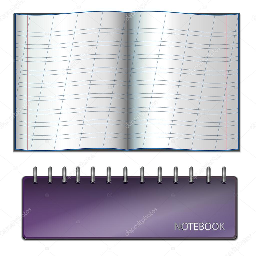 Open notebook in an oblique line