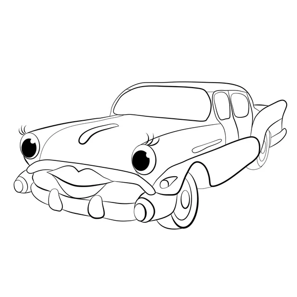 Dibujos animados de glamour alegre coche retro — Vector de stock