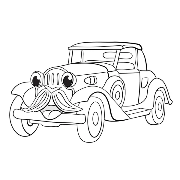 Caricature de joyeux hipster rétro-voiture — Image vectorielle