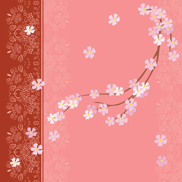 Floral postal with cherry blossom — Stock Vector