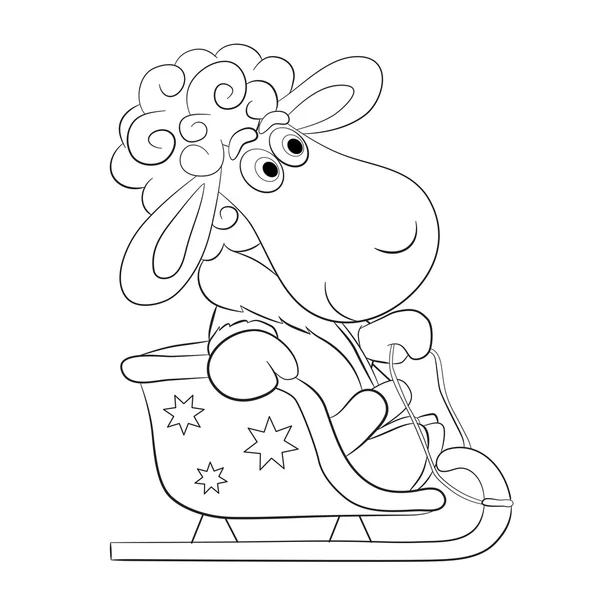 Christmas  sheep on sleigh — Stock Vector