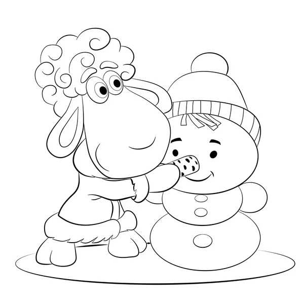 Πρόβατα κάνοντας χιονάνθρωπος — Διανυσματικό Αρχείο