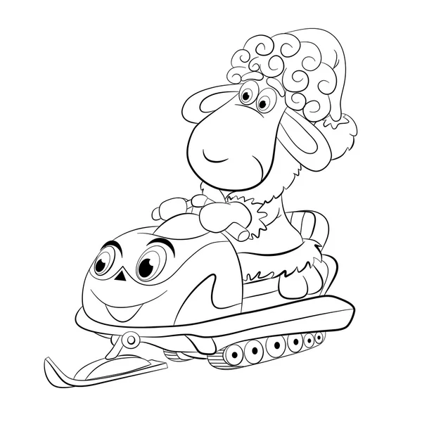 Sheep  on   snowmobile. — Stock Vector