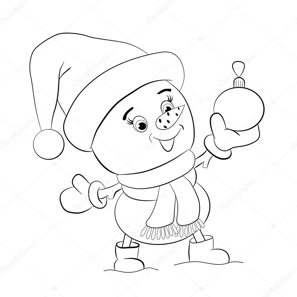 Bonhomme de neige dessin animé joyeux — Image vectorielle