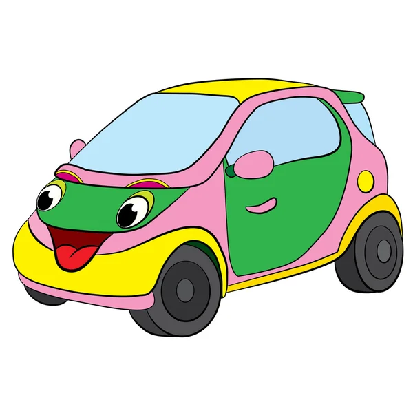 Cartoon of merry mini car — Stock Vector