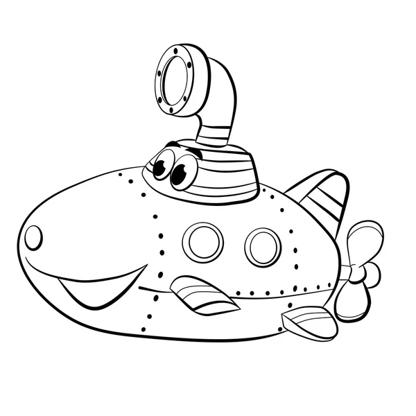 Caricature de joyeux sous-marin bateau — Image vectorielle