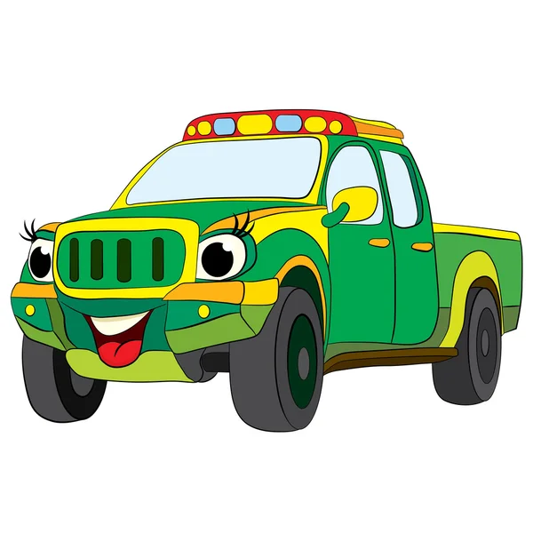 Cartoon of merry car pickup — Stock Vector