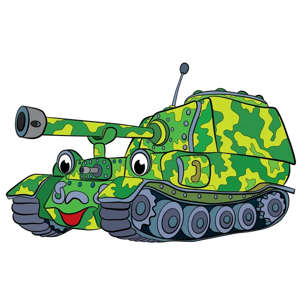 Карикатура на веселый танк — стоковый вектор