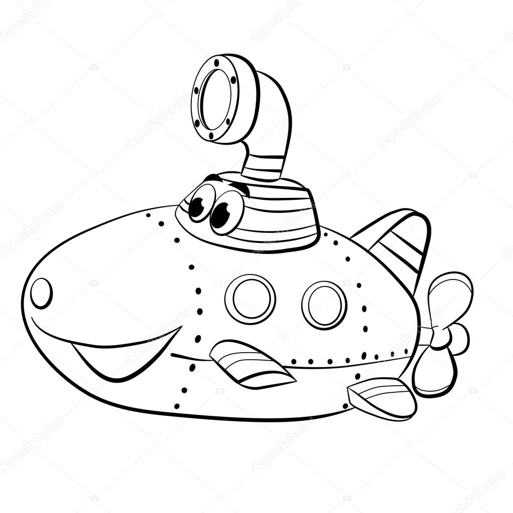 Cartoon of merry submarine boat