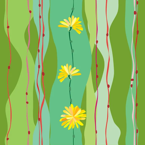 波曲線と花のパターン — ストックベクタ