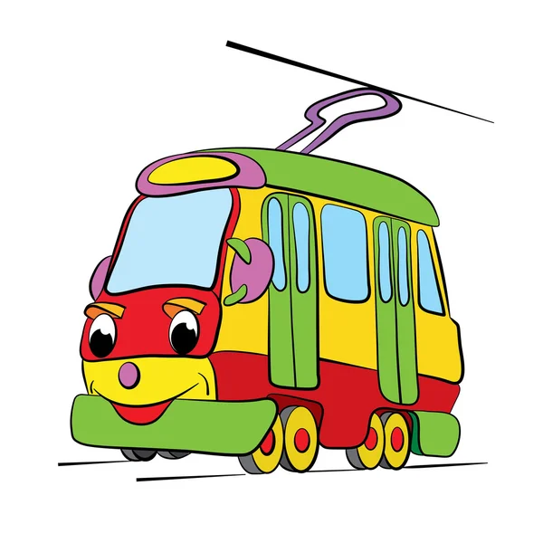 Dibujos animados de tranvía alegre — Archivo Imágenes Vectoriales