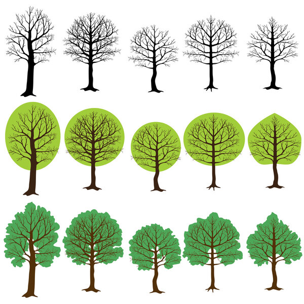 Set of green trees