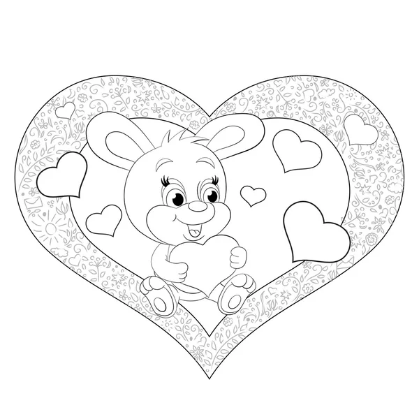 Cartoon rabbit with heart — Stock Vector