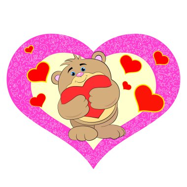 Çizgi film ayı kalp ile