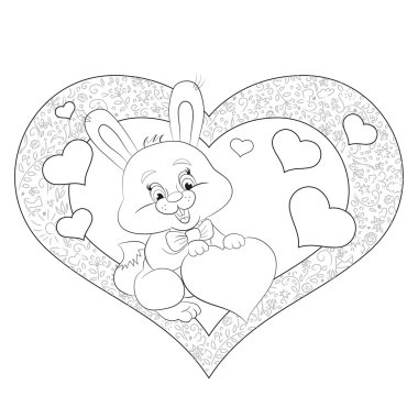 Karikatür tavşan kalpli